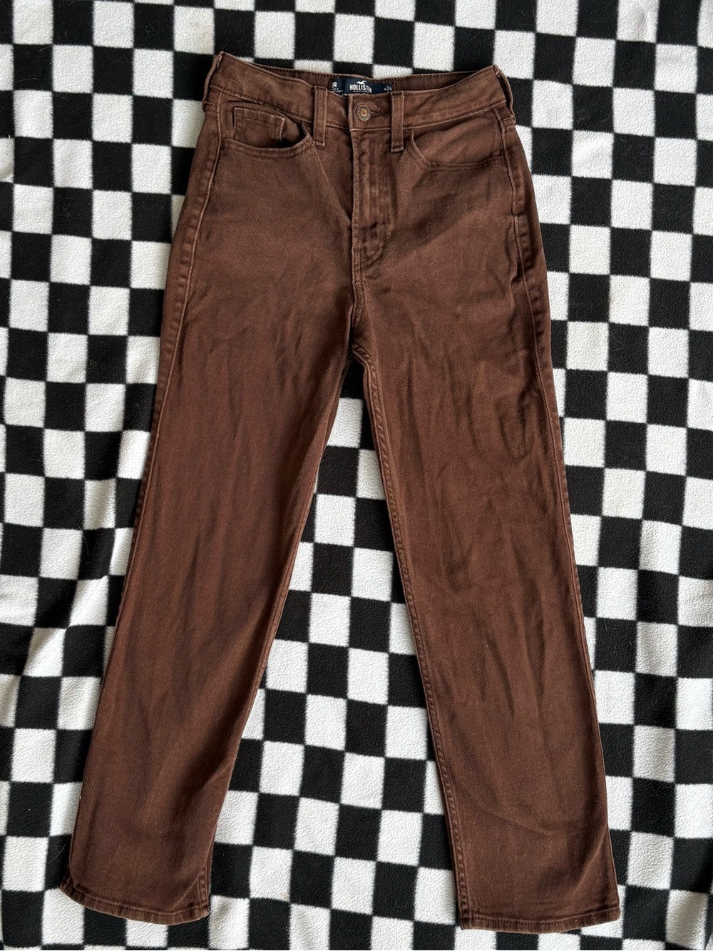 Hollister Ultra High Rise Vintage Straight Jeans Brown Denim Size 24x27